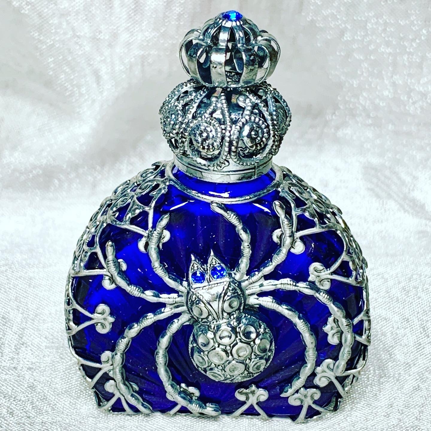 Glass outlet Hand Made Jizerske Sklo Perfume Bottle Blue Czech Republic